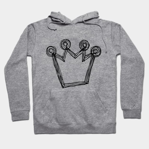 Black Crown Minimal Sketch Hoodie by ellenhenryart